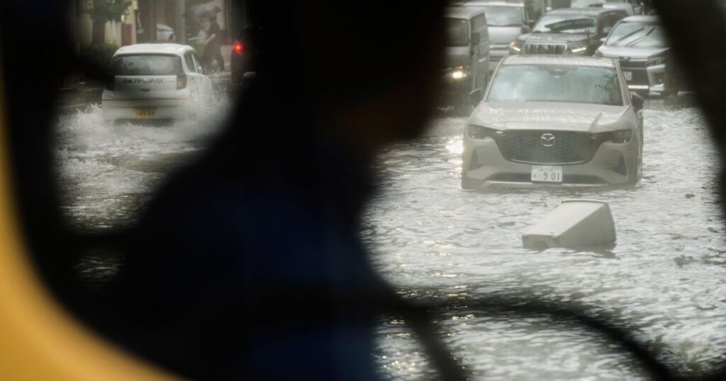 Sudden deluge of rain floods some streets and halts air and rail traffic in Tokyo