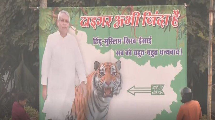 Nitish’s posters on roads ahead of Bihar poll results