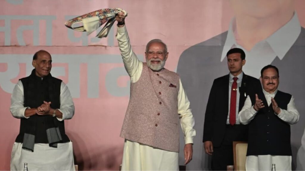 In Bihar victory speech, PM Modi warns of another Congress split, tells its allies to ‘be very wary’