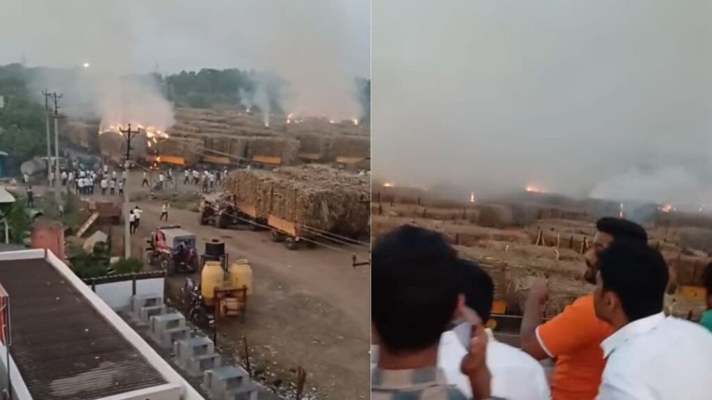 Over 15 sugarcane trolleys torched as farmers’ protest turns violent in Karnataka’s Bagalkot | Bangalore News