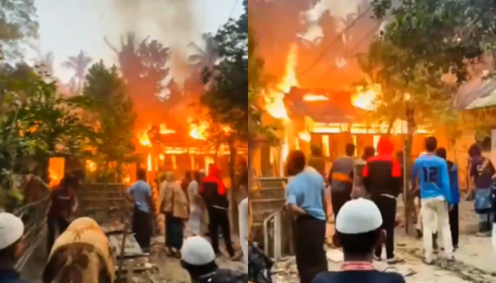 Houses belonging to Hindus burnt to ashes in the Pirojpur district of Bangladesh, Hindu families fear for their safety